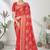 Red woven lycra saree with blouse