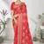 Red woven lycra saree with blouse