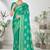 Turquoise woven lycra saree with blouse