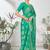 Turquoise woven lycra saree with blouse