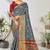Grey woven lycra saree with blouse