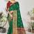 Green woven lycra saree with blouse