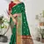 Green woven lycra saree with blouse