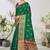 Green woven lycra saree with blouse