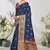Dark blue woven lycra saree with blouse