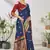 Dark blue woven lycra saree with blouse