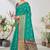Turquoise woven lycra saree with blouse