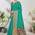 Turquoise woven lycra saree with blouse