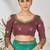 Turquoise woven lycra saree with blouse