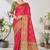 Pink woven lycra saree with blouse