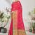 Pink woven lycra saree with blouse