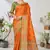 Orange woven lycra saree with blouse
