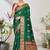 Green woven lycra saree with blouse
