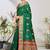 Green woven lycra saree with blouse