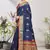 Dark blue woven lycra saree with blouse