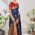 Dark blue woven lycra saree with blouse