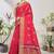 Pink woven lycra saree with blouse