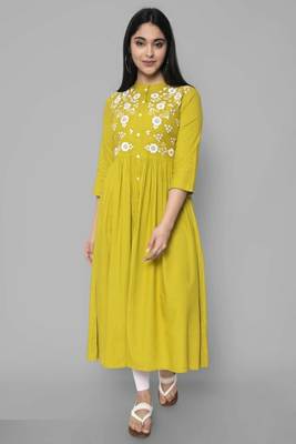 Rayon A-line Embroidery Trendy Kurti KE_Mohini_Mehndi 1