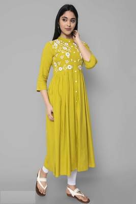 Rayon A-line Embroidery Trendy Kurti KE_Mohini_Mehndi 3