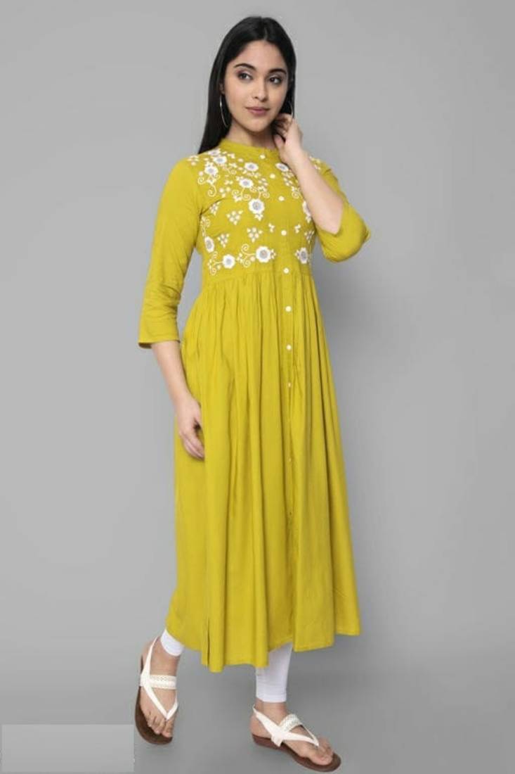 Rayon A-line Embroidery Trendy Kurti KE_Mohini_Mehndi