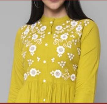 Rayon A-line Embroidery Trendy Kurti KE_Mohini_Mehndi 4