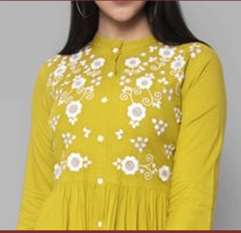 Rayon A-line Embroidery Trendy Kurti KE_Mohini_Mehndi
