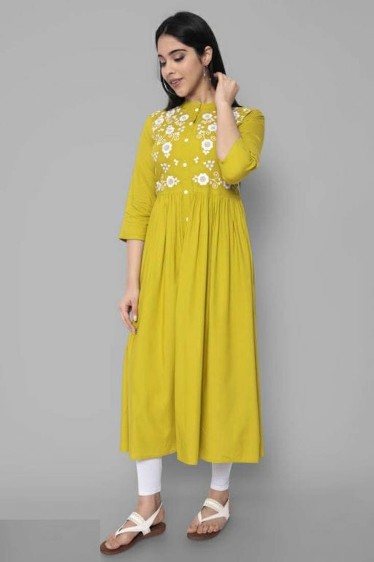Rayon A-line Embroidery Trendy Kurti KE_Mohini_Mehndi