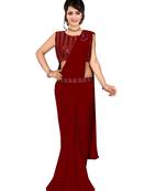 Maroon Ready To Wear Stitching Blouse With Broach And Belt And Sequence Blouse