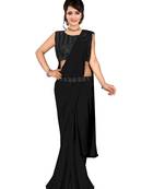 Black Ready To Wear Stitching Blouse With Broach And Belt And Sequence Blouse