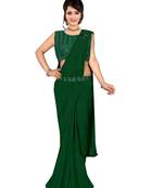 Green Ready To Wear Stitching Blouse With Broach And Belt And Sequence Blouse