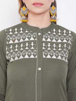 Grey embroidered cotton cotton-kurtis 5