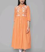 Rayon A-line Embroidery Trendy Kurti KE_Mohini_Orange
