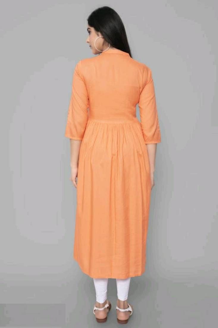 Rayon A-line Embroidery Trendy Kurti KE_Mohini_Orange