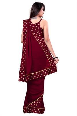 Maroon printed art silk saree with blouse 4