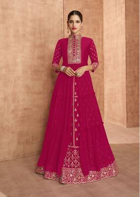 Pink embroidered georgette salwar 1