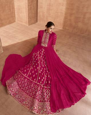 Pink embroidered georgette salwar 2