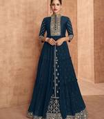 Blue embroidered georgette salwar