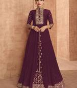 Purple embroidered georgette salwar