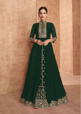 Green embroidered georgette salwar 1
