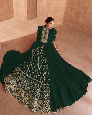 Green embroidered georgette salwar 2