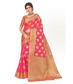 Ashika Women's Pink Organza Saree