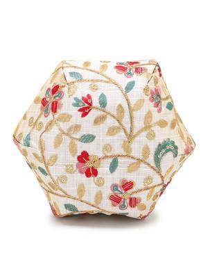 Lotus Cream & Multi Faux Silk Floral Embroidered Potli 4