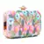 Adorn Pink & Multi Faux Silk Floral Sequinned Clutch