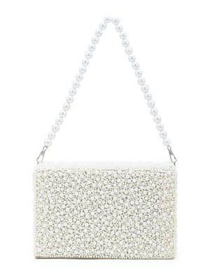 Coffer Cream Faux Silk Pearl Beaded Clutch 3