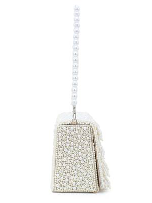 Coffer Cream Faux Silk Pearl Beaded Clutch 5