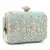Adorn Pastel Green & Gold Faux Silk Floral Embroidered Clutch