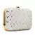 Adorn Off White Faux Silk Geometric Clutch with Mirror Work