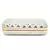 Adorn Off White Faux Silk Geometric Clutch with Mirror Work
