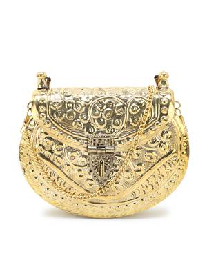 Brass Gold Embossed Design Clutch 1