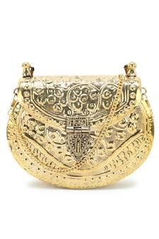 Brass Gold Embossed Design Clutch